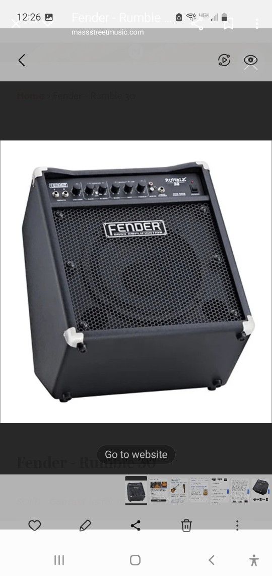 FENDER RUMBLE 30 TILT BASS COMBO AMP - LN