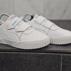 Puma Cali V x Selena Gomez Double Strap White Leather Womens Size 9.5