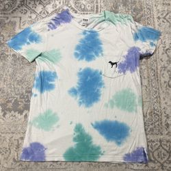 Victoria's Secret PINK Women's Size XS Tie Dye Short Sleeve T Shirt Dog Logo   