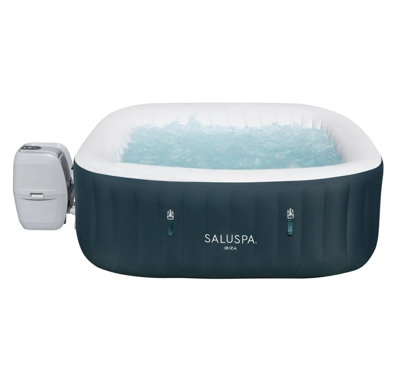 AirJet Inflatable Dark Green Square Hot Tub 4-6 Person with Pump, New in box