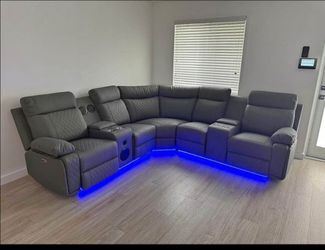 Grey Faux Leather Sectional Sofa new