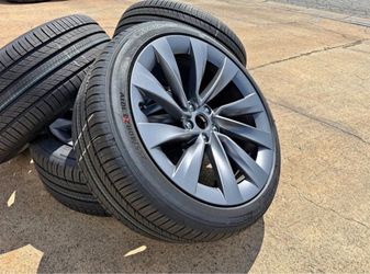 FREE DELIVERY 4X 20” 2026 Tesla Model Y Helix 2.0 Gray wheels Hankook EVO 255/40/20 TPMS 100%
