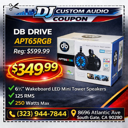 DB Drive LED Water Resistant Speakers 6.5" Wakeboard Tower Speakers 250 Watts APT65RGB 🚨 Payment Options Available 🚨 No Credit Needed 🚨