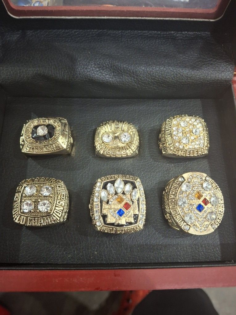 Pittsburgh Steelers Championship Ring Set With Display Case 