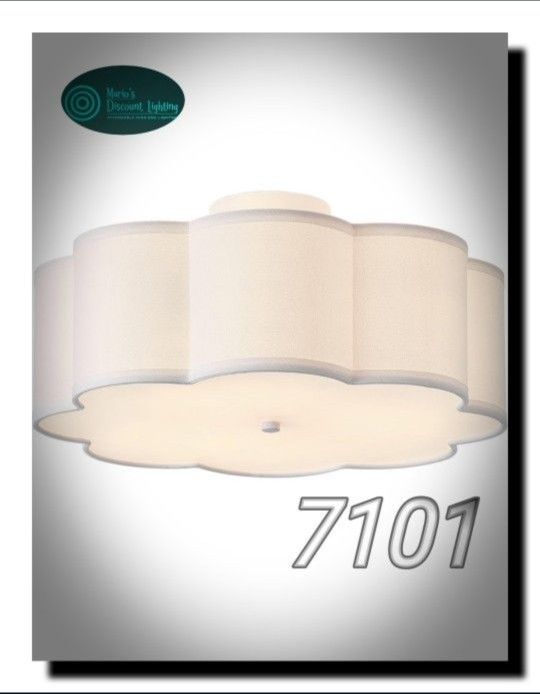 Giutna 17.7" Semi Flush Mount Ceiling Light Fixture, 3-Light Modern Close to Ceiling Light with Fabric Flower-Shaped Shade