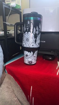 Black Floral Dreamcatcher 40oz Tumbler with Handle