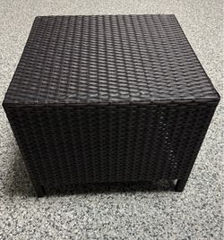 Square Woven Rattan End Side Table, Black/brown, Indoor/ Outdoor, 18x18x14in The Square Woven Rattan End Side Table in black is a versatile and stylis