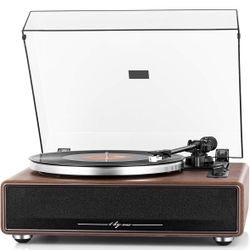 1 by ONE High Fidelity Belt Drive Turntable with Built-in Speakers, Vinyl Record Player