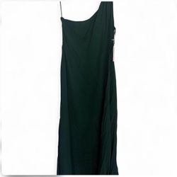 Reformation One Shoulder Emerald Green Evening Dress Long Sleeveless Size 12