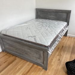 Full Solid Wood Bed With Mattress $400
