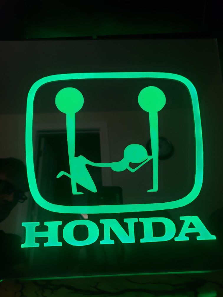 Honda etched lighted mirror