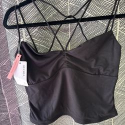 REORIA U-Neck Adjustable Tie-Front Crop Top Soft Fabric Y2K Sexy Sleeveless Tops