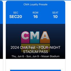 CMA Fest 4 Night Pass . 