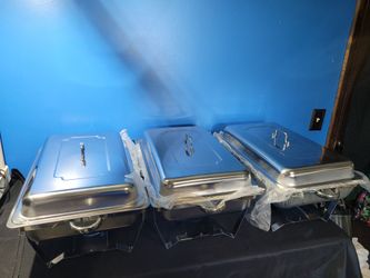 Set of 3 Vevor Stainless Steel Chafing Hotel Dishes / Pans w/ Stands