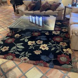Large Oversized Glass Wrought Iron Rectangular Coffee Table - 60” x 60” x 18” - Excellent Condition - Originally $3900.  