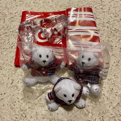 3 TARGET Holiday Bear Plushies 2024 Limited 4/4 + Cookie Cutter + Wrapping Paper