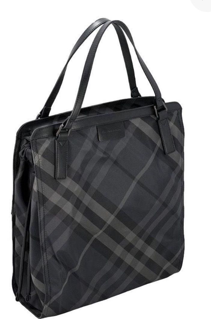 Burberry Buckleigh Packable Tote Shopper Nova Check Charcoal Leather/Nylon/Fabric Shoulder Bag