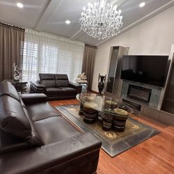 Italian leather sofa set 3 pcs
