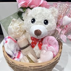 Valentine’s Spa Gift Basket w/ Teddy Bear | Self-Care Bundle