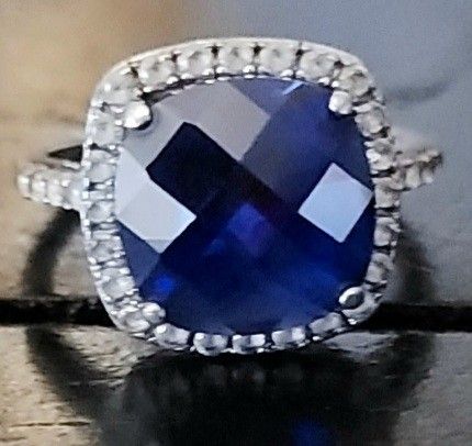 Blue And White Sapphire Ring 