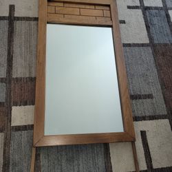 Dresser Mirror Real Oak Wood