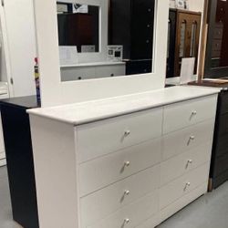 8 Drawer White With Mirror 
