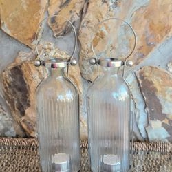 Pair Of Tealight Clear Glass Candles