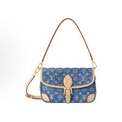 LOUIS VUITTON Diane Blue Denim Logo Full Print Monogram Denim Crossbody Shoulder Bag(50)11