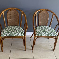 MidCentury Bamboo/Rattan & Cane Arm Chairs (2)