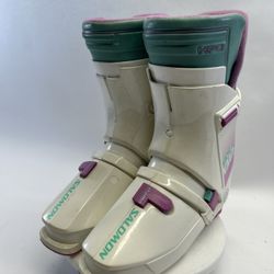 Ski Boots SALOMON SX82 HPC Rear Entry Women Size 9 Skiing Vintage White 300mm