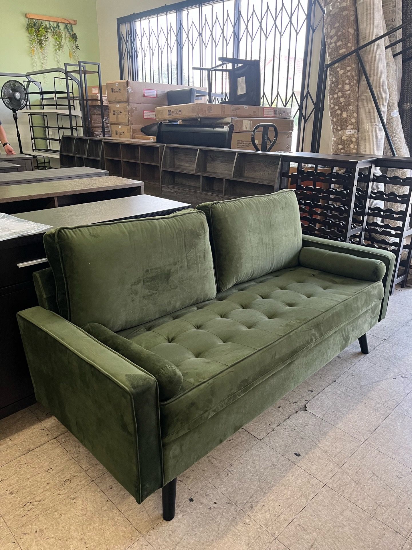 VASAGLE Velvet Sofa Couch 71"L x 31"W x 27.5"H - Napa Green