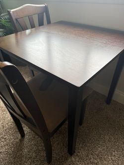 Dark Wood Dining Table with 2 Chairs