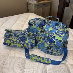 Vera Bradley Overnight and Cosmetic Bag set