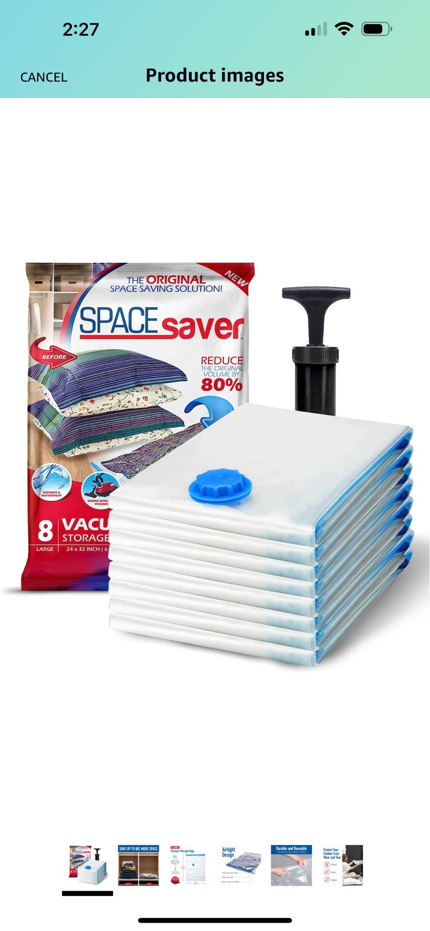 Spacesaver's Space Saver Vacuum Storage Bags (Large, 8pk) Save 80% Storage Space - Vacuum Sealer Bags for Comforters, Blankets, Bedding, Clothing - Co
