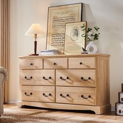  7 Drawers Dresser Chests for Bedroom, 54” Wood Vintage Chests of Drawers, Rustic Dressers Chset Organizer