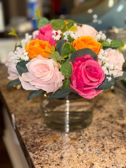 10 Hot Pink & Orange & Pink Rose Ball Centerpieces