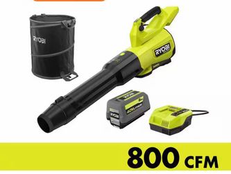 RYOBI 40V HP Whisper series Blower Brushless 800 CFM / 8.0 Ah Battery, Charger and Lawn and Leaf Bag Brand New
