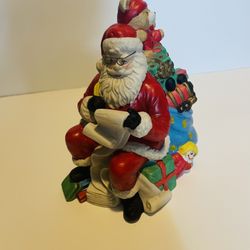 Vintage Ceramic Santa w/ List + Bag of Toys Music Box Sankyo Japan The Quirky Cat 