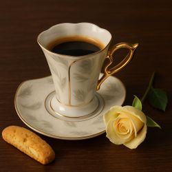 GNA Japan 1980s Feather Motif Dove Gray Hold Trim Espresso Cup & Saucer