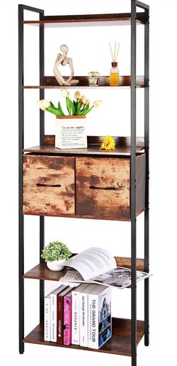 Bookshelf Tall Bookcase Shelf Storage Organizer