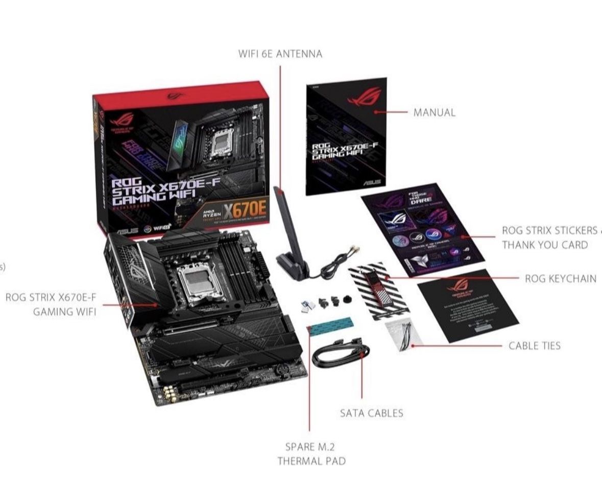 Brand New Original Packaging ASUS ROG STRIX X670E-F GAMING WIFI AMD X670 Socket AM5 ATX