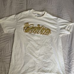 Cookies SF Script Logo T Shirt Mens L Cream Streetwear Graphic Tee Berner