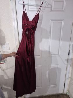 Burgundy Satin Maxi Formal Dress