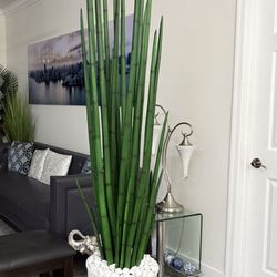 Pretty Artificial Plant 7 Ft Tall Snake Tree With Tall Planter! Brand New 