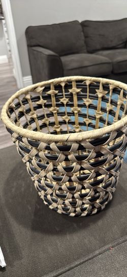 Black and Natural Woven Storage Basket