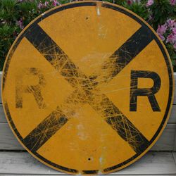 Round RR (Railroad) Crossing - Used Aluminum Sign