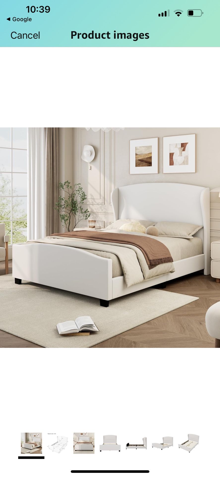 Beige Wood Frame King Size Linen Upholstered Platform Bed with 51.2 in. H Wingback Headboard brand new in box $150   Warehouse Address:  2745 Boone st