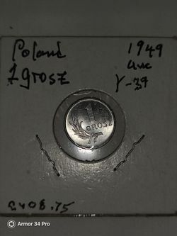 Poland 1 Grosz 1949 Aluminum Coin - Eagle