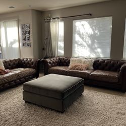 Restoration Hardware Leather Chesterfield Sofa 
