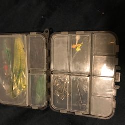 Tackle Box with Soft Plastic Lures and Hooks